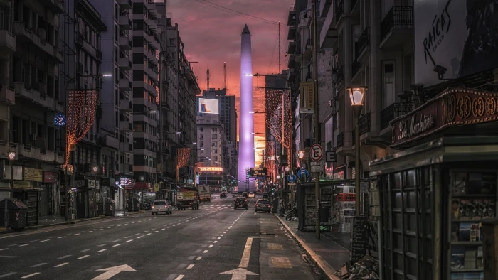 obelisk street cityscape traffic road argentina downtown 2k