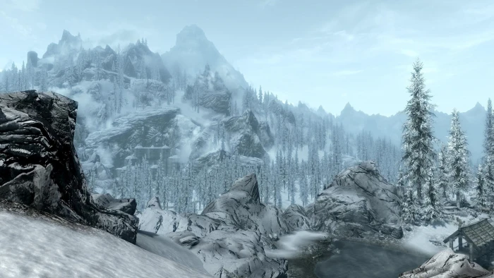 Skyrim Winter landscape nature scenery games 2k