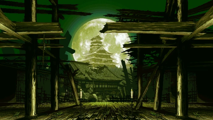 temple with full moon digital wallpaper art pixel 2k