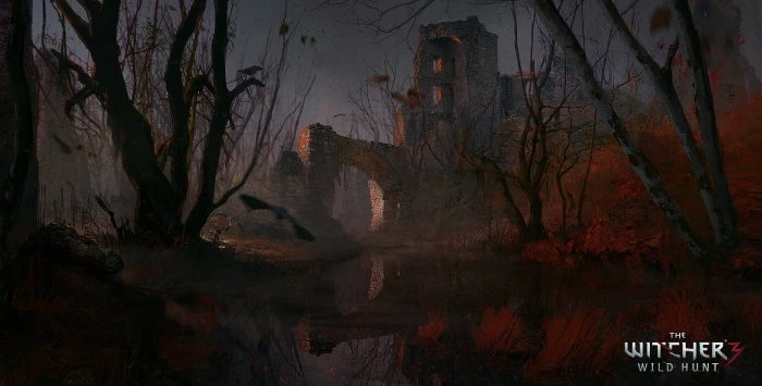 The Witcher 3 Wild Hunt wallpaper castle swamp art ruins 2k