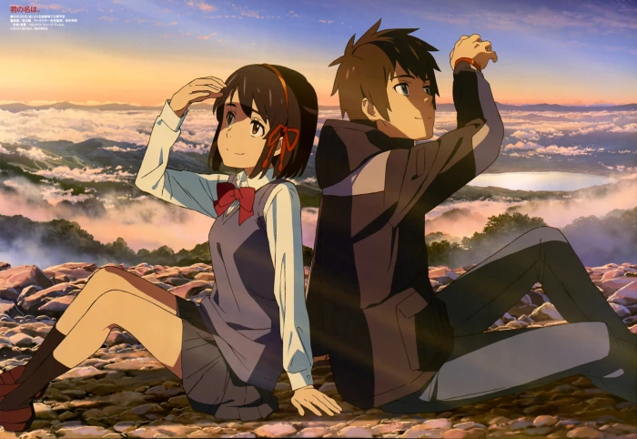 two female and male anime characters Your Name Kimi No Na Wa 2k