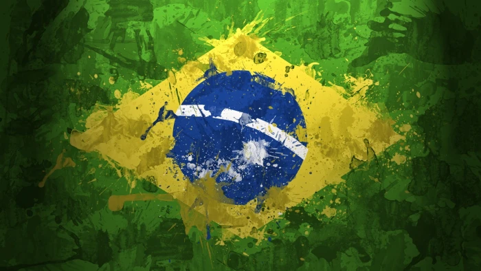yellow blue and green logo HD wallpaper flag Brazil Brasil 2k