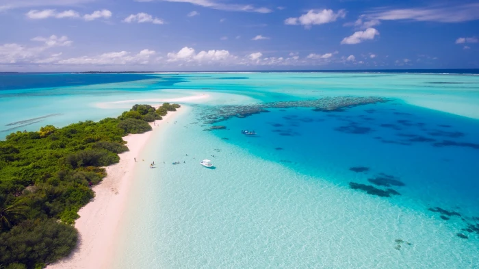 aerial photography of beach water sea scenics nature land 2k