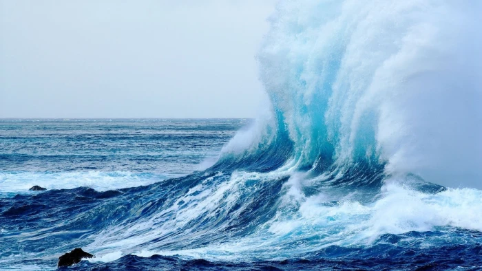 blue body of water beach waves sea motion sky horizon over 2k