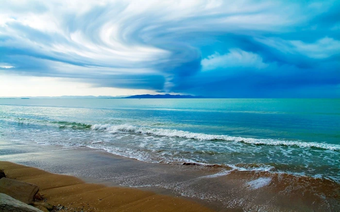 cloud and seashore photography tornado beach coast clouds 2k