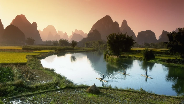 mountain scenery during sunrise nature landscape mountains 2k