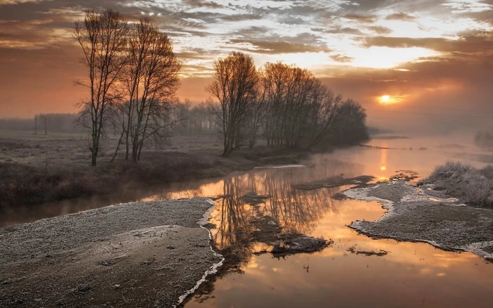 nature high resolution sunset sky water tranquility 2k