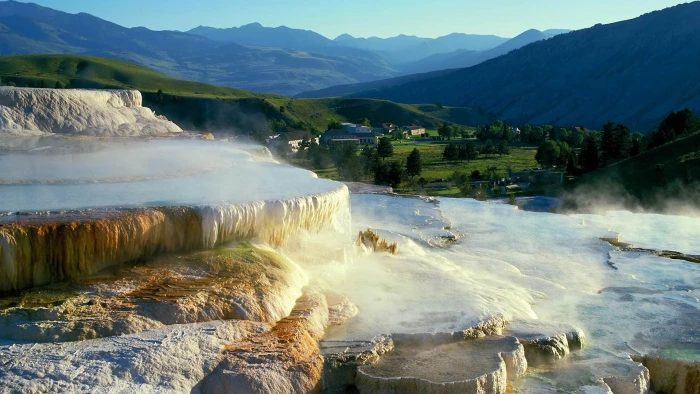 nature valley waterfall landscape canyon mountain river 2k