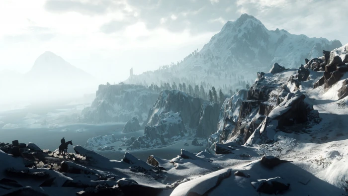 The Witcher screen shot mountain cold temperature winter 2k