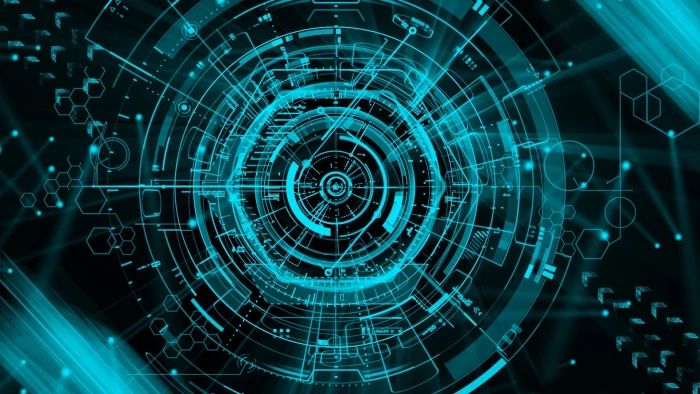 black and green desk fan futuristic tech geometry cyan technology 2k