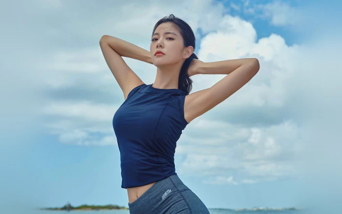 girl beach summer kpop cloud sky young adult one person 2k 4k