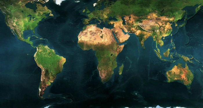 green and brown continents illustration Earth world map digital art 2k