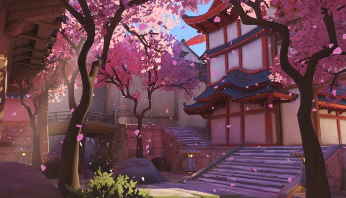 Hanamura Overwatch video games cherry blossom Blizzard Entertainment 2k
