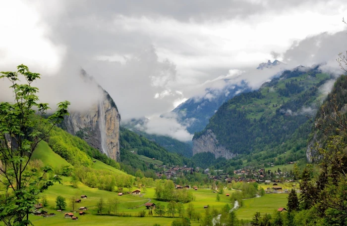 Lauterbrunnen Valley Switzerland green leaf tree Europe Spring 2k