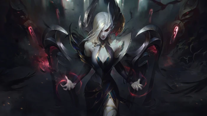 Morgana League of Legends Riot Games dark cover art 2k 4k