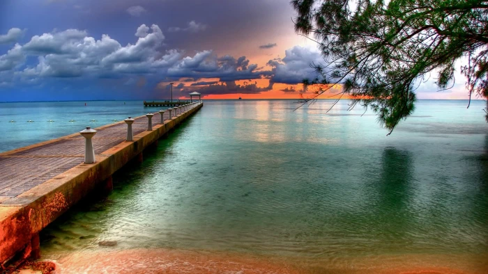 nature sea water pier sky coast landscape shore ocean 2k