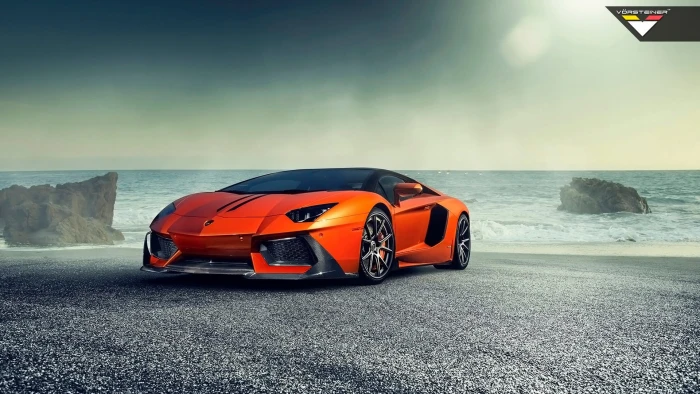 orange Lamborghini sports coupe Aventador car Super Car 2k