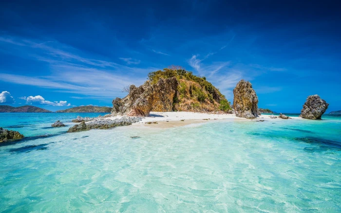 panoramic photography of island during daytime nature landscape 2k