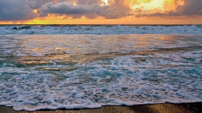 photo of sea landscape sunset beach waves water sky scenics nature 2k
