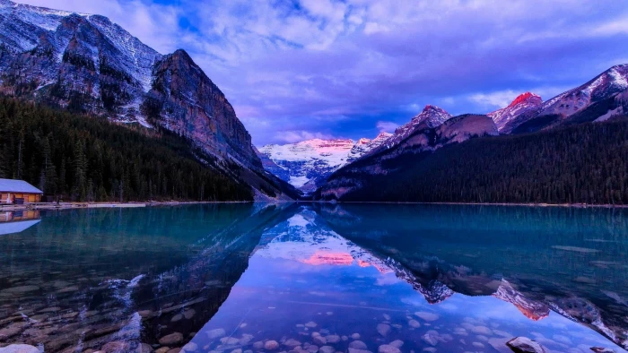 reflection nature sky lake wilderness mountain water 2k