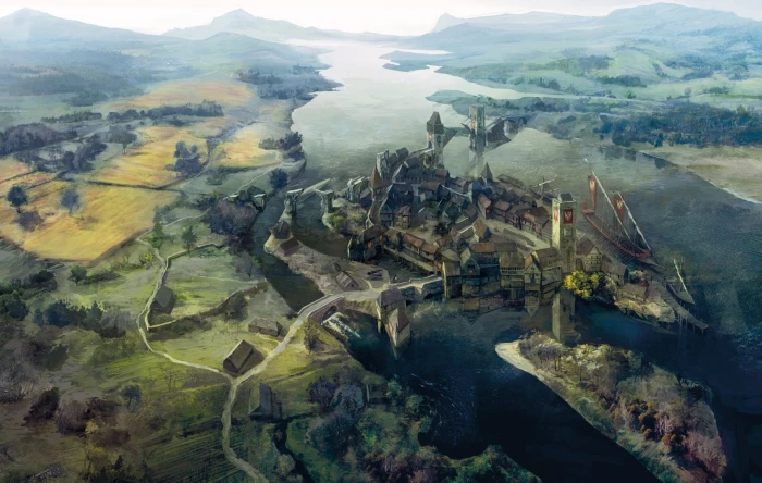 The Witcher 3 Wild Hunt City Landscape River 2k