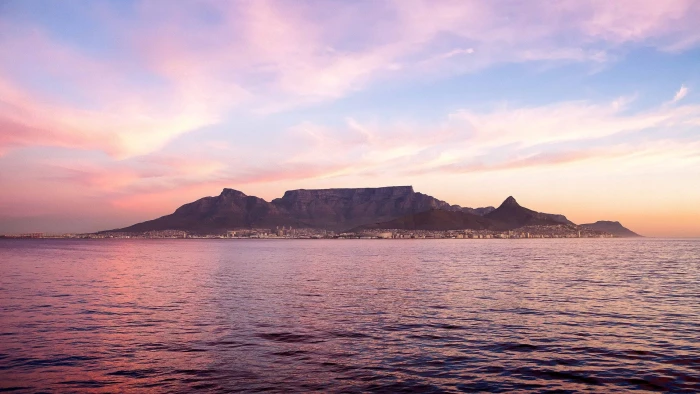 Cape Town Table Mountain South Africa sea clouds water 2k