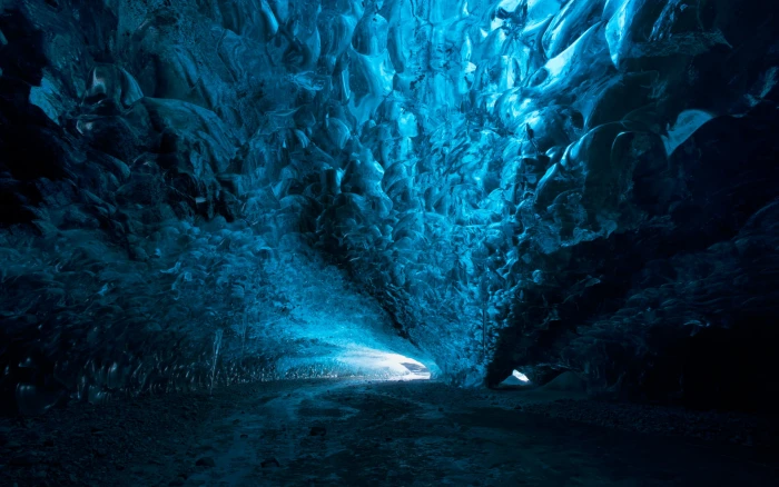 cave ice blue nature icicle dark Windows 10 glaciers 2k