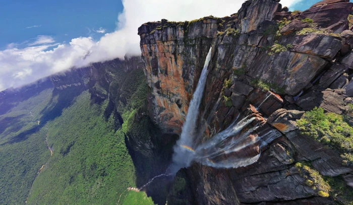 Angel falls nature mountains waterfall clouds beauty in 2k
