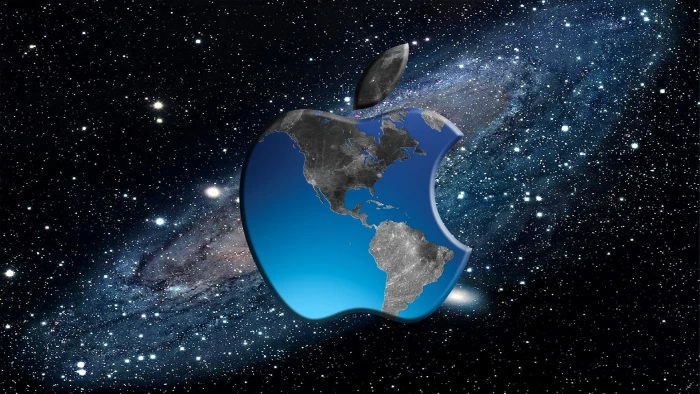 Apple logo computer space earth mac phone laptop gadget 2k