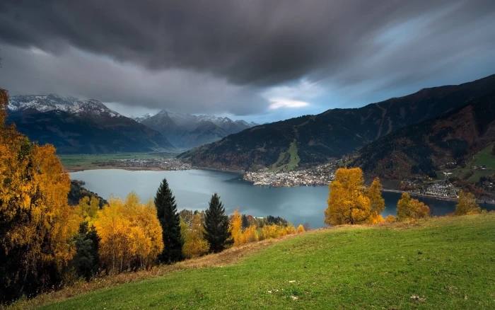 Austria scenery mountains lake autumn 2k