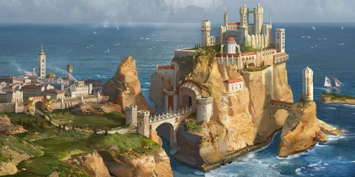 castle painting A Song of Ice and Fire fantasy city art 2k