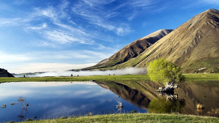 mountains and body of water nature landscape lake scenics 2k