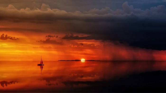 Scenic View Of Ocean During Sunset wallpaper afterglow beach 2k 4k 5k