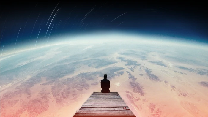 space planet person looking at stars surreal surrealism 2k 4k