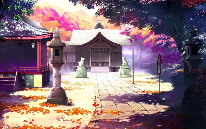 Beautiful anime scenery houses autumn 2k