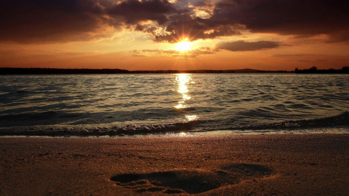 Sunny Skies reflection evening nature sunset water beach 2k