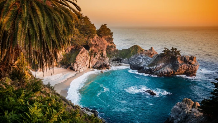 body of water nature HDR sea beach palm trees landscape 2k