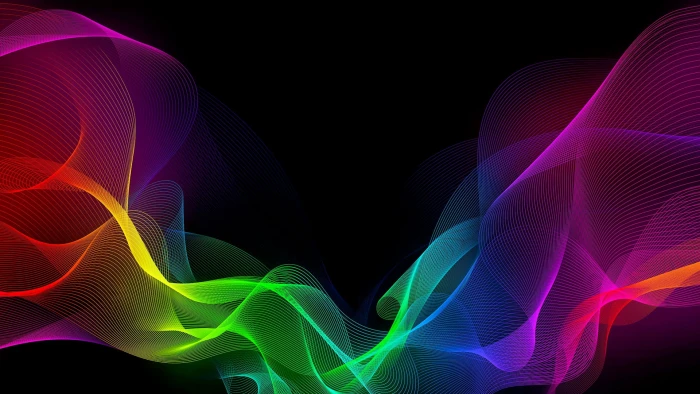 abstract lines colorful multi colored pattern black background 2k
