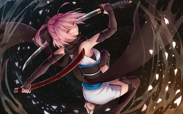 anime girls with swords pink hair FGO Fate Grand Order 2k