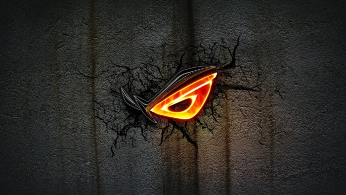 Asus ROG wallpaper dark logo black cracks fire Natural Phenomenon 2k
