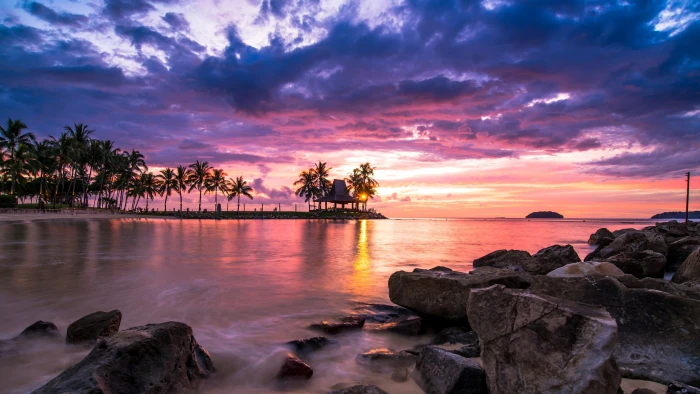 beach landscape sunrise 2k