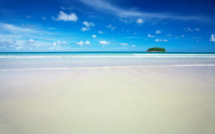 beach sea sand sky horizon clouds 2k