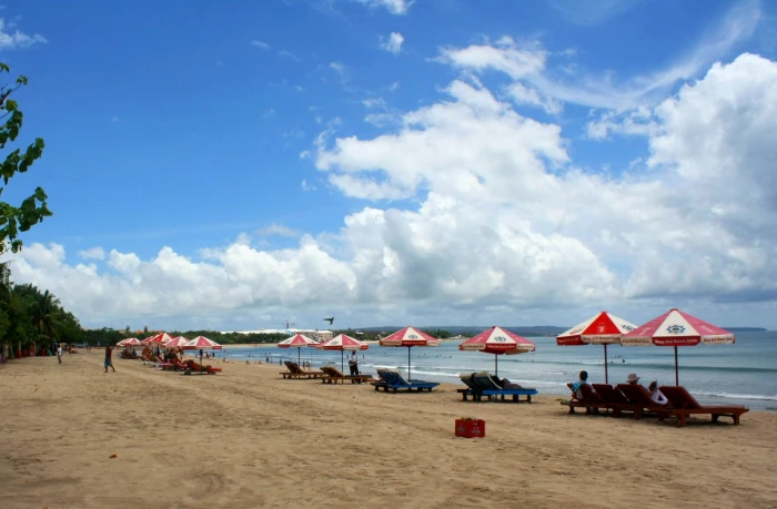 people on beach Pantai Kuta Bali Indonesia sand destination 2k