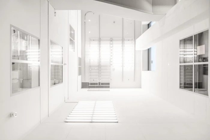 white concrete wall near glass window inside room indoors architecture 2k 4k 5k