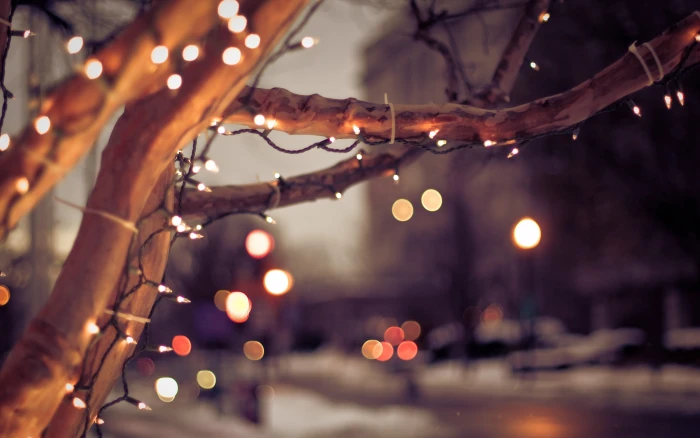 yellow string lights bokeh photography of city 2k 4k