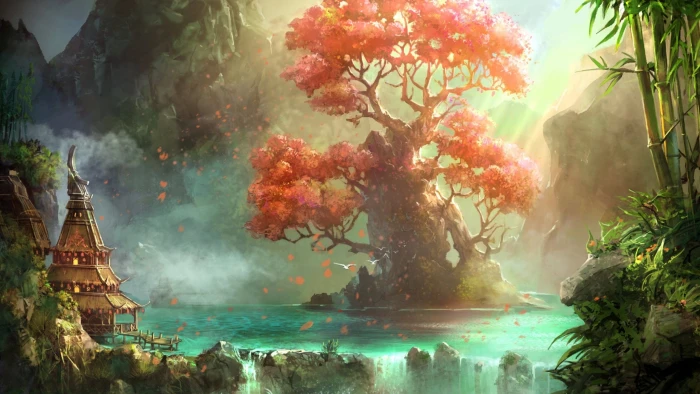 art artwork fantasy landscape nature scenery 2k