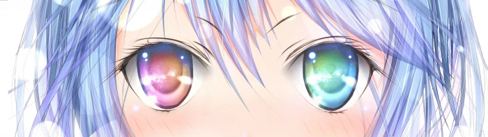 blue haired female anime character illustration heterochromia 2k 4k