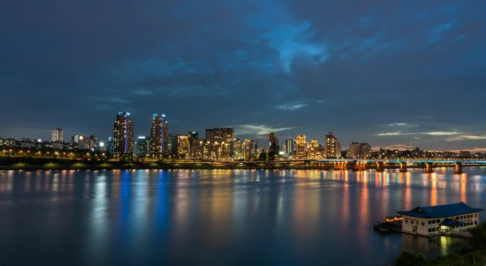 blue seoul han river cityscape korea south sky 2k 4k