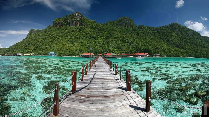 Bohey Dulang Beautiful Tropical Nature Resort Wooden Houses Platform Bridge Sabah Borneo Wallpaper Hd 2k