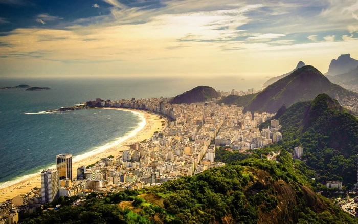 city and mountains Rio de Janeiro Copacabana beach cityscape 2k